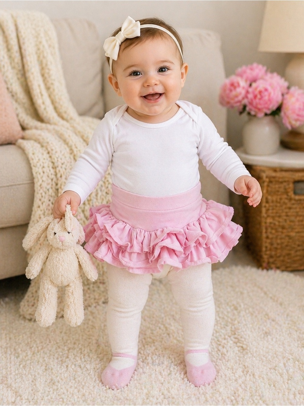 Juicy Couture Baby Pink Ruffle Skirt Leggings 6-9 Mos Tutu Pants Footed Outfit